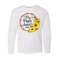 thumbnail image 1 of Inktastic My Pops Loves Me with Sunflower Wreath Long Sleeve Youth T-Shirt, 1 of 5