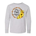 thumbnail image 1 of Inktastic My Pops Loves Me with Sunflower Wreath Long Sleeve Youth T-Shirt, 1 of 5