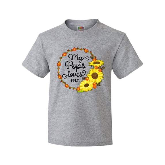 Inktastic My Pops Loves Me with Sunflower Wreath Youth T-Shirt