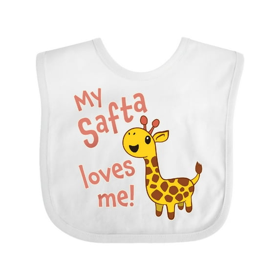 Inktastic My Safta Loves Me Cute Giraffe Boys or Girls Baby Bib
