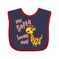 thumbnail image 1 of Inktastic My Safta Loves Me Cute Giraffe Boys or Girls Baby Bib, 1 of 4