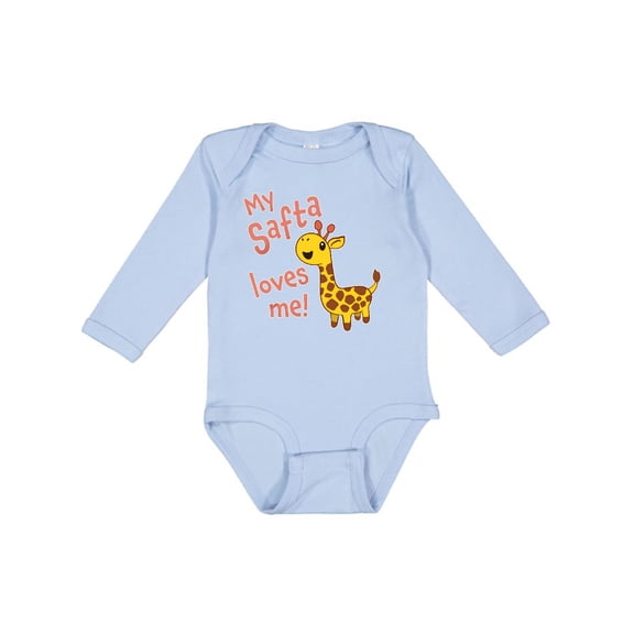Inktastic My Safta Loves Me Cute Giraffe Boys or Girls Long Sleeve Baby Bodysuit