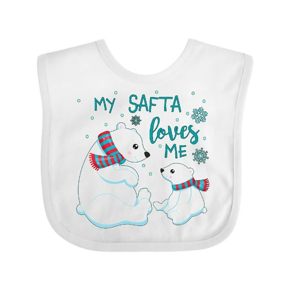 Inktastic My Safta Loves Me- Cute Polar Bears Boys or Girls Baby Bib