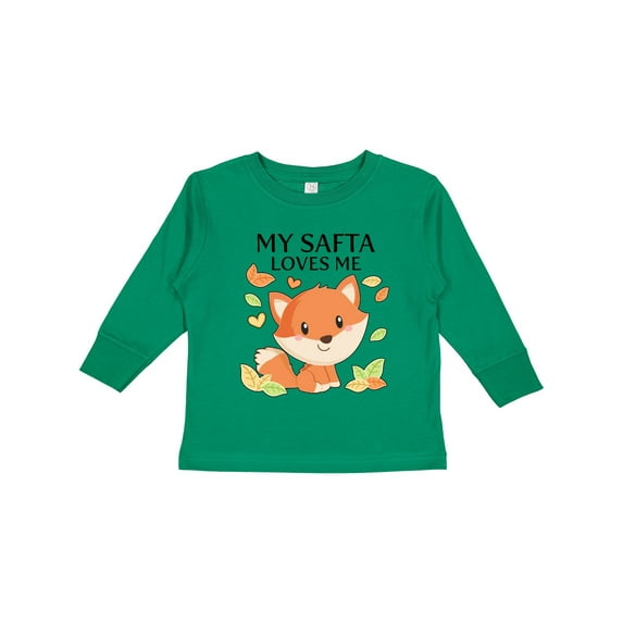 Inktastic My Safta Loves Me Little Fox Boys or Girls Long Sleeve Toddler T-Shirt