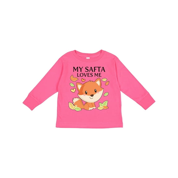 Inktastic My Safta Loves Me Little Fox Boys or Girls Long Sleeve Toddler T-Shirt