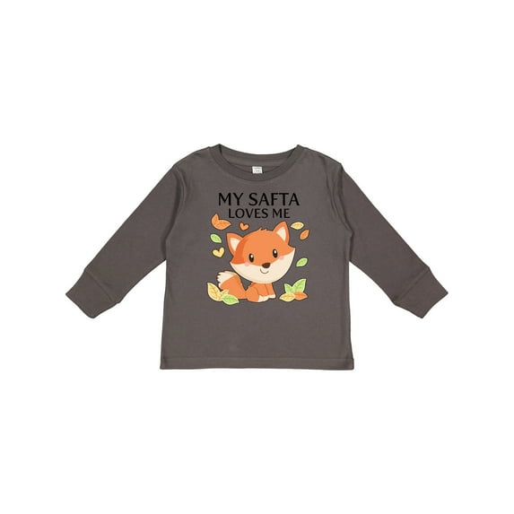 Inktastic My Safta Loves Me Little Fox Boys or Girls Long Sleeve Toddler T-Shirt
