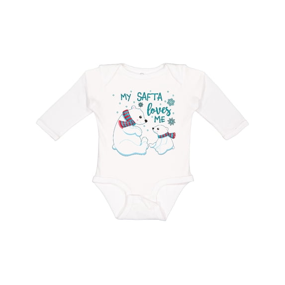 Inktastic My Safta Loves Me- cute polar bears Boys or Girls Long Sleeve Baby Bodysuit
