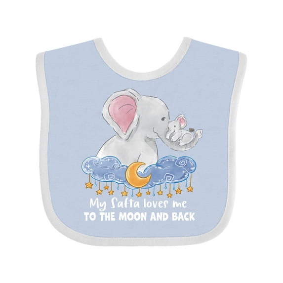 Inktastic My Safta Loves Me to the Moon and Back Elephant Family Boys or Girls Baby Bib