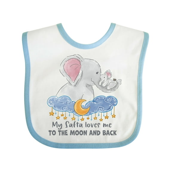 Inktastic My Safta Loves Me to the Moon and Back Elephant Family Boys or Girls Baby Bib