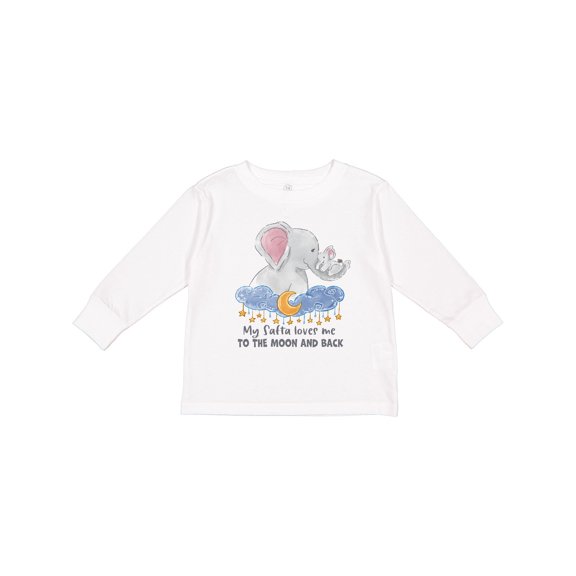Inktastic My Safta Loves me to the Moon and Back Elephant Family Boys or Girls Long Sleeve Toddler T-Shirt