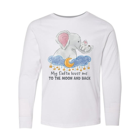 Inktastic My Safta Loves me to the Moon and Back Elephant Family Long Sleeve Youth T-Shirt