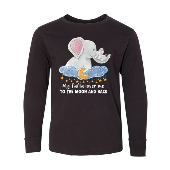 Inktastic My Safta Loves me to the Moon and Back Elephant Family Long Sleeve Youth T-Shirt