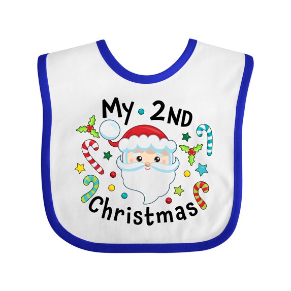 Inktastic My Second Christmas Santa with Candy Canes Boys or Girls Baby Bib