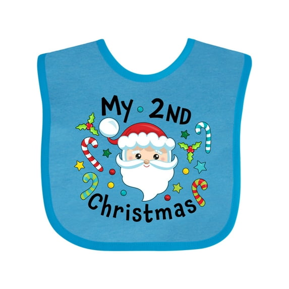 Inktastic My Second Christmas Santa with Candy Canes Boys or Girls Baby Bib
