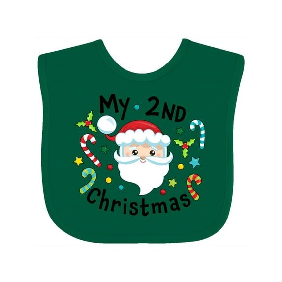 Inktastic My Second Christmas Santa with Candy Canes Boys or Girls Baby Bib