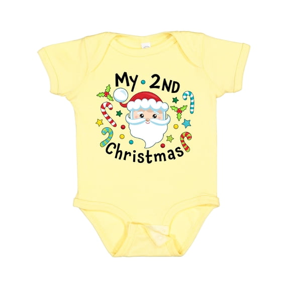 Inktastic My Second Christmas Santa with Candy Canes Boys or Girls Baby Bodysuit