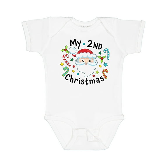 Inktastic My Second Christmas Santa with Candy Canes Boys or Girls Baby Bodysuit
