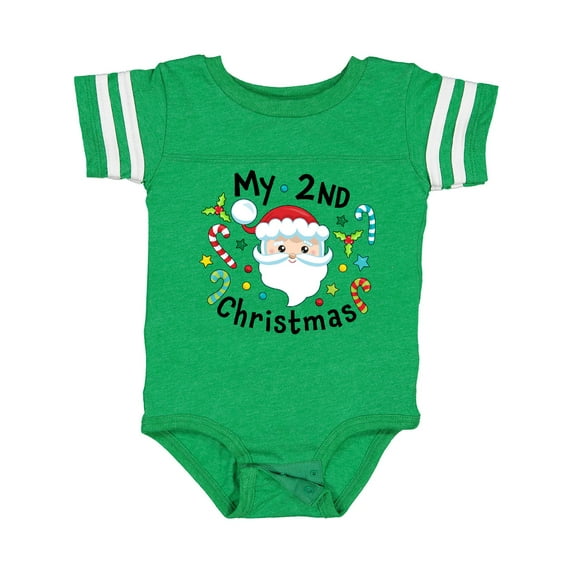 Inktastic My Second Christmas Santa with Candy Canes Boys or Girls Baby Bodysuit