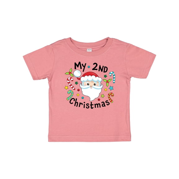 Inktastic My Second Christmas Santa with Candy Canes Boys or Girls Baby T-Shirt