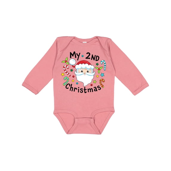 Inktastic My Second Christmas Santa with Candy Canes Boys or Girls Long Sleeve Baby Bodysuit