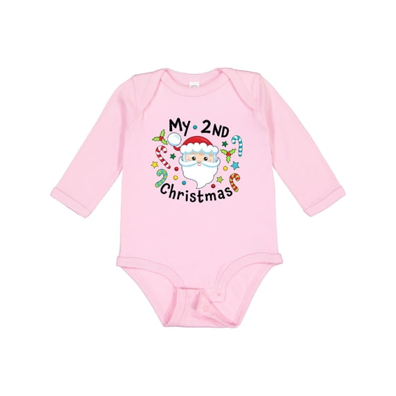 Inktastic My Second Christmas Santa with Candy Canes Boys or Girls Long Sleeve Baby Bodysuit