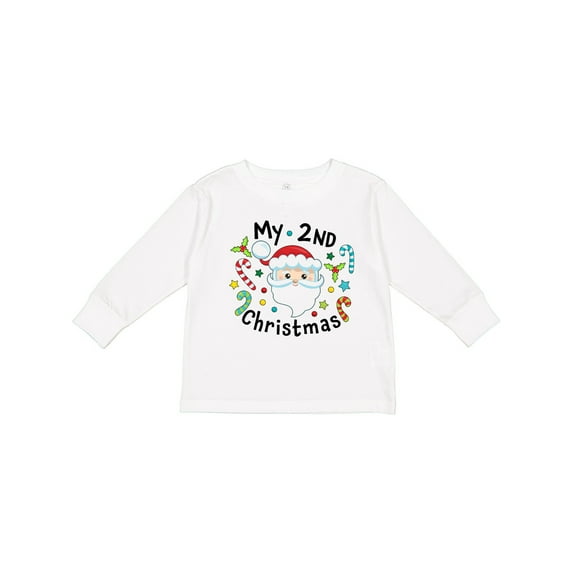Inktastic My Second Christmas Santa with Candy Canes Boys or Girls Long Sleeve Toddler T-Shirt