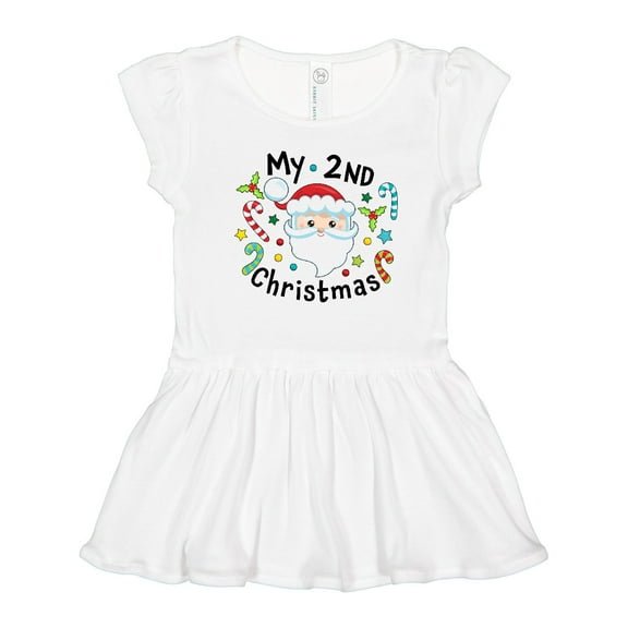 Inktastic My Second Christmas Santa with Candy Canes Girls Toddler Dress