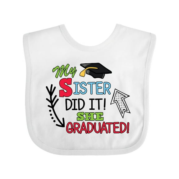 Inktastic My Sister Graduated with Cap and Arrows Boys Baby Bib