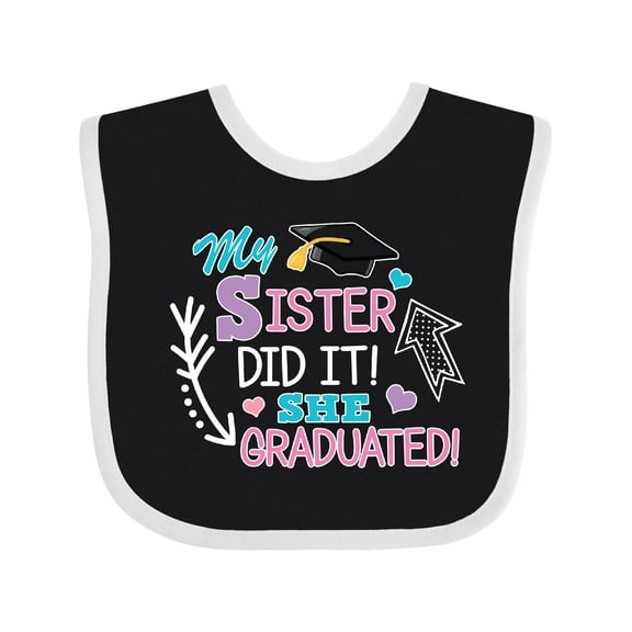 Inktastic My Sister Graduated with Cap and Arrows Girls Baby Bib