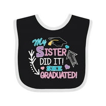 Inktastic My Sister Graduated with Cap and Arrows Girls Baby Bib
