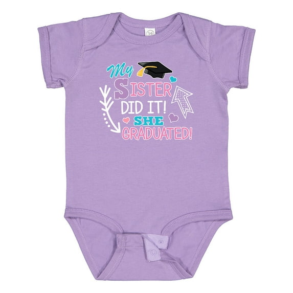 Inktastic My Sister Graduated with Cap and Arrows Girls Baby Bodysuit