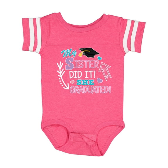 Inktastic My Sister Graduated with Cap and Arrows Girls Baby Bodysuit