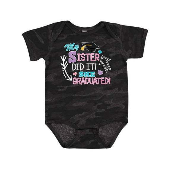 Inktastic My Sister Graduated with Cap and Arrows Girls Baby Bodysuit