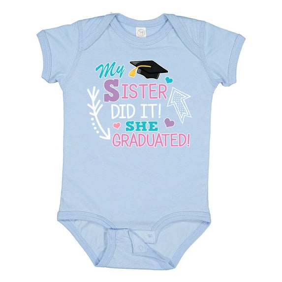 Inktastic My Sister Graduated with Cap and Arrows Girls Baby Bodysuit