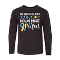 thumbnail image 1 of Inktastic My Sister Is Just Down Right Perfect- Down Syndrome Awareness Ribbon Long Sleeve Youth T-Shirt, 1 of 5