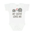 thumbnail image 1 of Inktastic My Sister Loves Me Boys or Girls Baby Bodysuit, 1 of 5