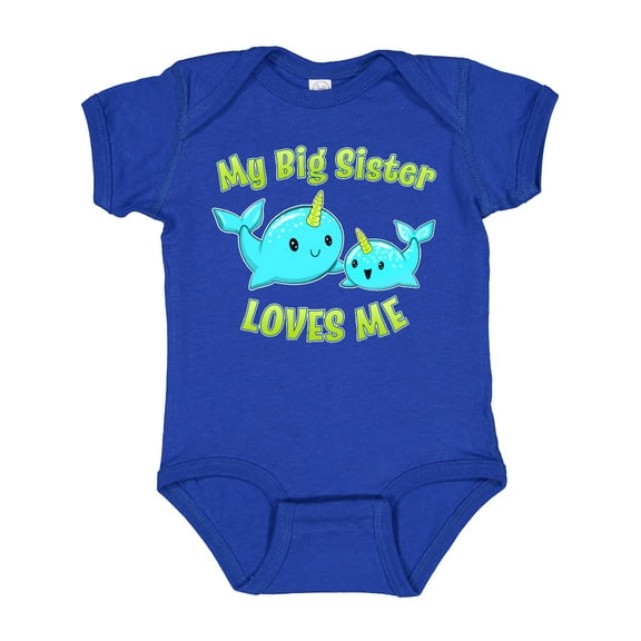Inktastic My Sister Loves Me Cute Narwhal Boys or Girls Baby Bodysuit