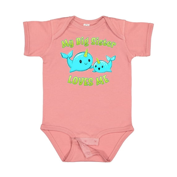 Inktastic My Sister Loves Me Cute Narwhal Boys or Girls Baby Bodysuit