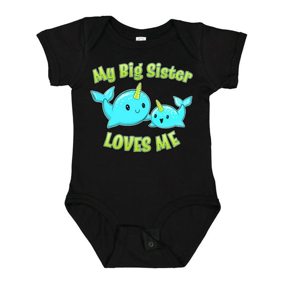 Inktastic My Sister Loves Me Cute Narwhal Boys or Girls Baby Bodysuit