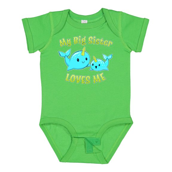 Inktastic My Sister Loves Me Cute Narwhal Boys or Girls Baby Bodysuit