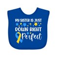 thumbnail image 1 of Inktastic My Sister is Just Down Right Perfect Down Syndrome Awareness Ribbon Boys or Girls Baby Bib, 1 of 4