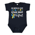 thumbnail image 1 of Inktastic My Sister is Just Down Right Perfect Down Syndrome Awareness Ribbon Boys or Girls Baby Bodysuit, 1 of 5