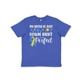 thumbnail image 1 of Inktastic My Sister is Just Down Right Perfect Down Syndrome Awareness Ribbon Youth T-Shirt, 1 of 5