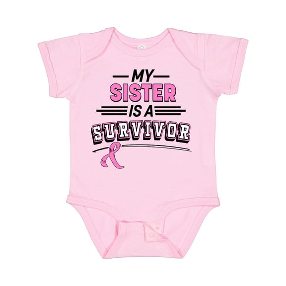 Inktastic My Sister is a Survivor Breast Cancer Awareness Boys or Girls Baby Bodysuit