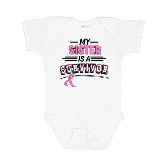Inktastic My Sister is a Survivor Breast Cancer Awareness Boys or Girls Baby Bodysuit