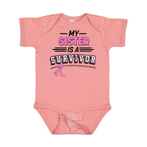Inktastic My Sister is a Survivor Breast Cancer Awareness Boys or Girls Baby Bodysuit