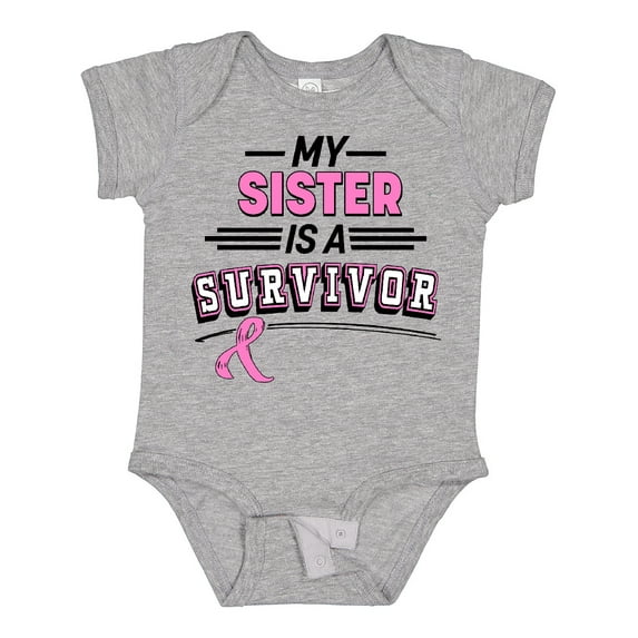 Inktastic My Sister is a Survivor Breast Cancer Awareness Boys or Girls Baby Bodysuit