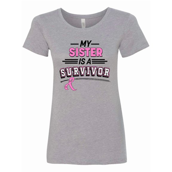 Inktastic My Sister is a Survivor Breast Cancer Awareness Women's T-Shirt