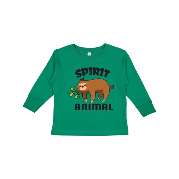 Inktastic My Spirit Animal is a Sloth with Sloth Illustration Boys or Girls Long Sleeve Toddler T-Shirt