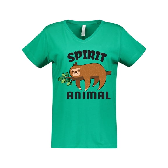 Inktastic My Spirit Animal is a Sloth with Sloth Illustration Women's V-Neck T-Shirt